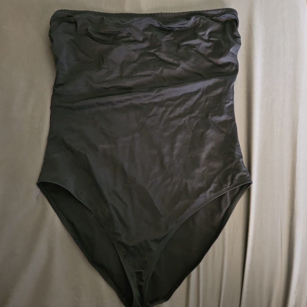 ASOS Sqim Black Strapless Tube One-piece Swimsuit 12, L